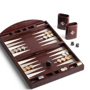 Ralph Lauren Brown Leather Backgammon Set